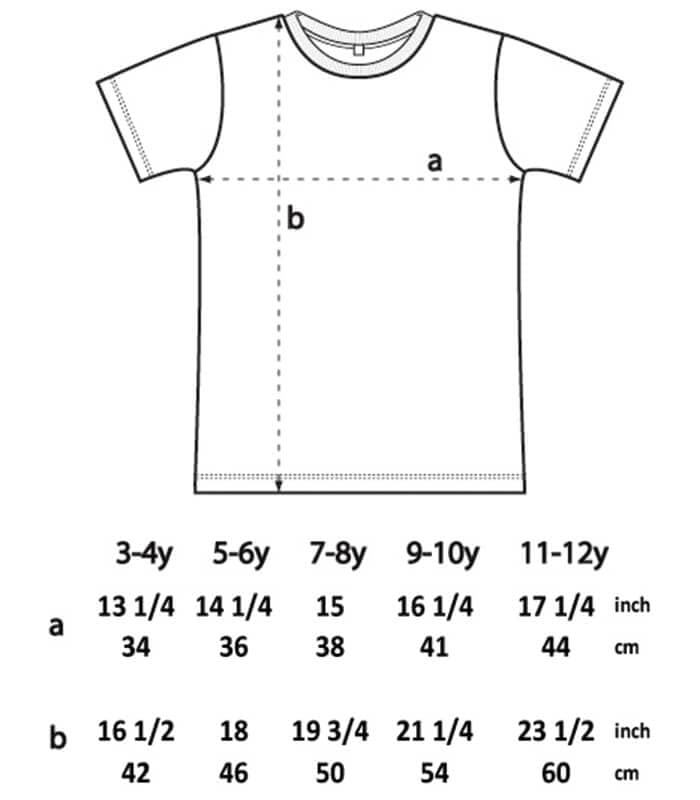 LINES Kids T-Shirt Größentabelle